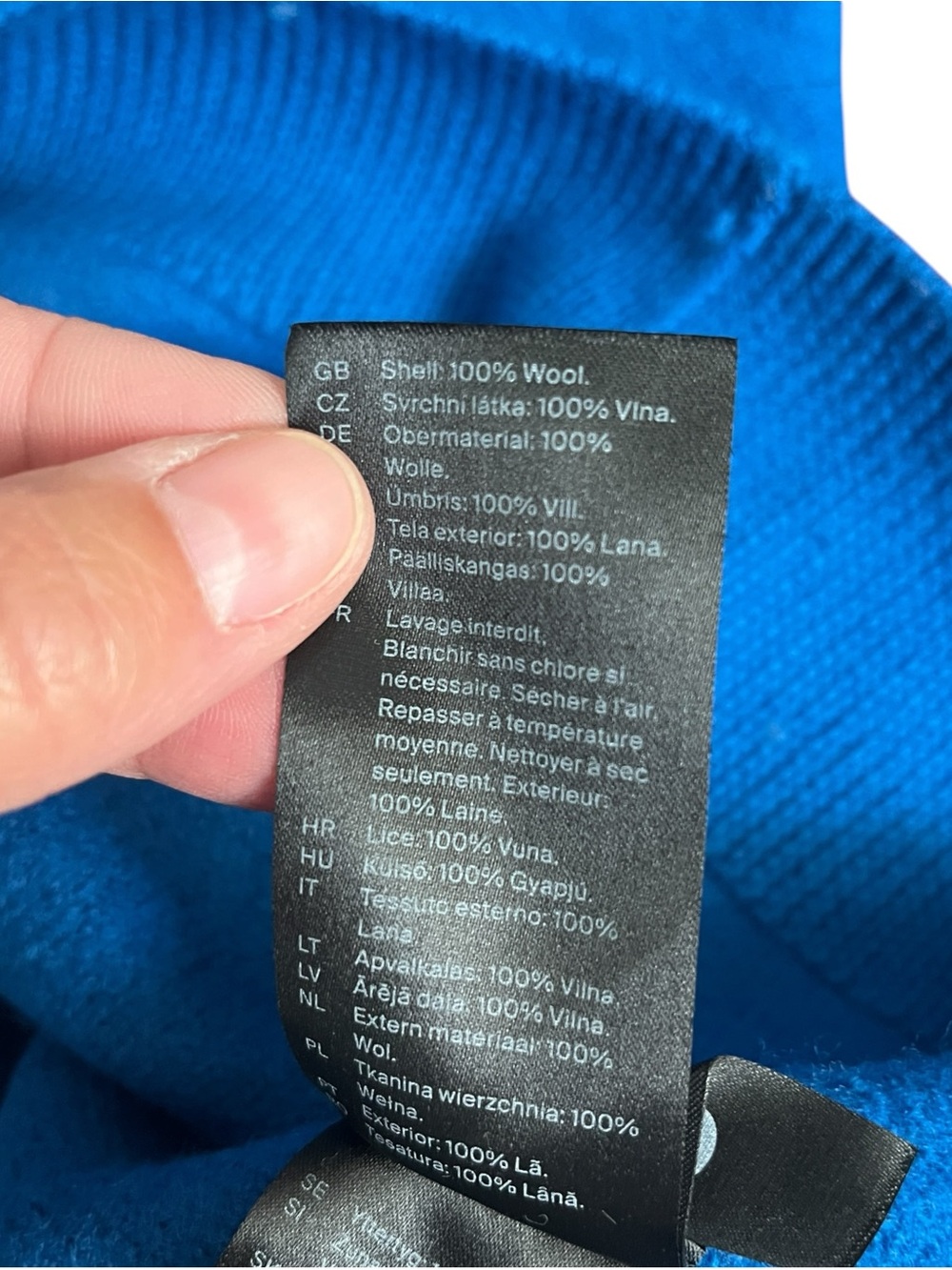 COS Oversized Boiled Wool Sweater L Cobalt Blue Crewneck Minimalist Seam Detail - Picture 5 of 9